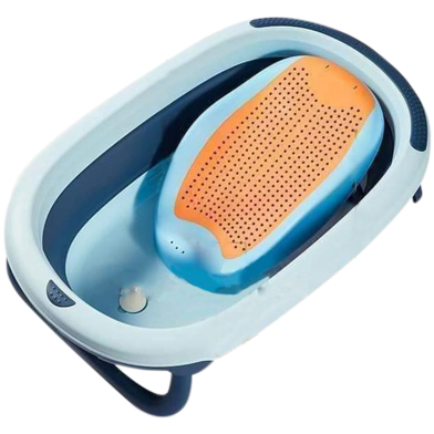 Newborn baby foldable bathtub with soft rubber reclining board (Any Color) image
