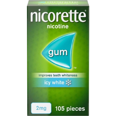 Nicorette Icy White Whitening Gum 2mg 105 Pcs (Stop Smoking Aid) image