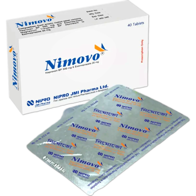 Nimovo 500 Mg, 20 Mg Tablet 10's Strip image