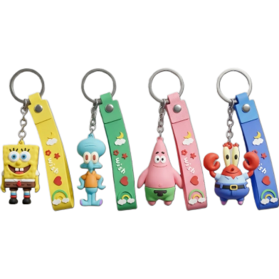 Nini Toys Spongebob Squarepants Keychain Cartoon Keyring Cool Schoolbag Pendant -1 Pc image