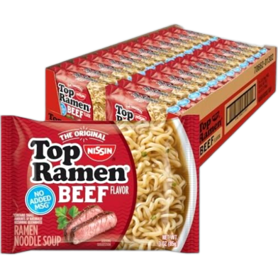 Nissin Beef Flv. Top Ramen Noodle Soup 24X85gm=2.04 kg image