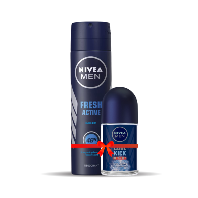 Nivea Fresh Active Body Spray and Cool Kick Roll On Combo image