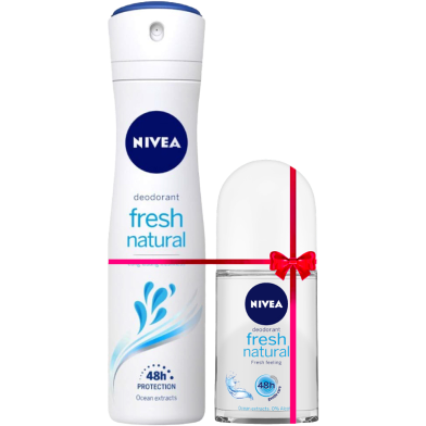 Nivea Fresh Natural Female Deodorant 150ml and Roll on 50ml Combo image