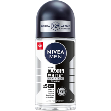 Nivea Men Deodrant Black And White 72 H Invisible Original Antiperspirant In The Ball For Men 50 ml image