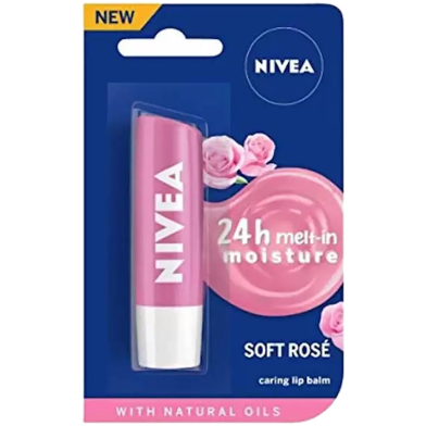 Nivea Soft Rose Caring Lip Balm - 4.80g image