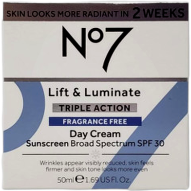 No7 Lift and Luminate Triple Action Pragrance Free Day Cream 50 ml image