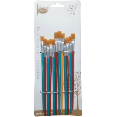 Novelty Blue Flat Nylon Hair Artist Paint Brush Suitable For Watercolour, Acrylics and Oil Painting Set Of 12 Pcs image