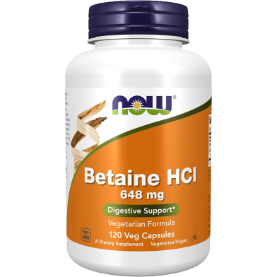 Now Betaine HCl 648 mg 120 Veg Capsules -497909812 image