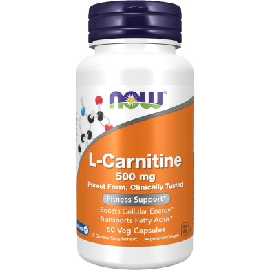 Now L Carnitine 500 mg 60 Veg Capsules -351903124 image