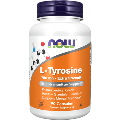 Now L Tyrosine Extra Strength 750mg 90 Veg Capsules image