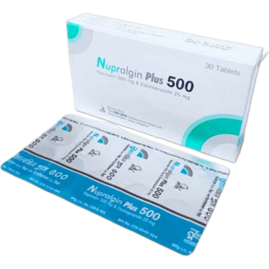 Nupralgin Plus 500 Mg, 20 Mg Tablet 10's Strip image
