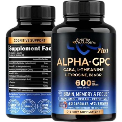 Nutra Harmony Alphagpc 600mg Alphagpc 50percent 60 Capsules - X0049ej07x image