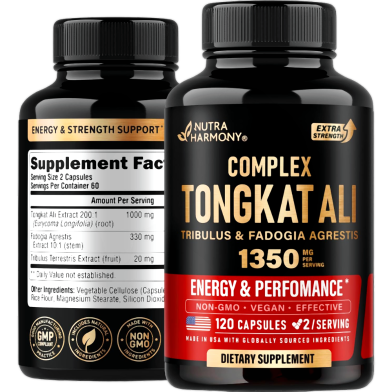 Nutra Harmony Complex Tongkat Ali With Tribulus and Fadogia Agrestis 1350mg 120 Capsules - X004f7j1dr image