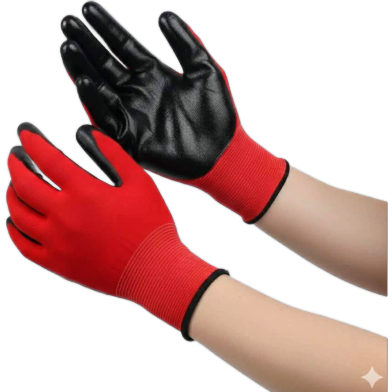 Nylon Rubber Coated Safety Hand Gloves For Industrial Household Bike Riding Hand Gloves 1Pair image
