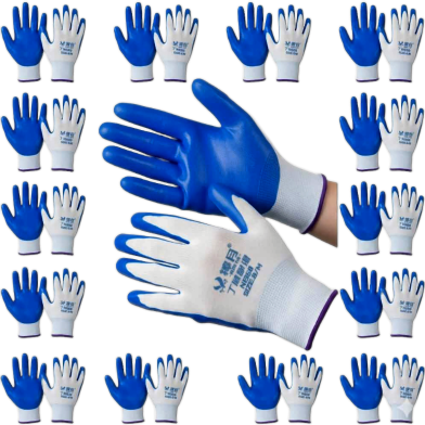Nylon Rubber Coated Safety Hand Gloves For Industrial Household Bike Riding Hand Gloves 12 Pair image
