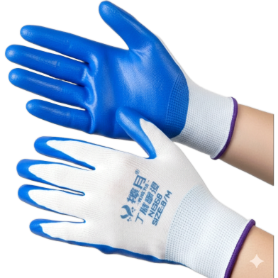 Nylon Rubber Coated Safety Hand Gloves For Industrial Household Bike Riding Hand Gloves 1pair image