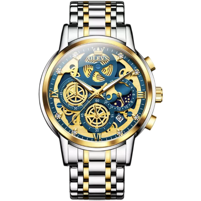 OLEVS Top Luxury Brand Sport Wristwatches Men Luminous Quartz Watch Casual Chronograph Stainless Steel Male Clock image
