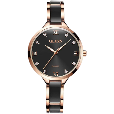 OLEVS Women Luxury Watch Female Rose Gold Elegant Diamond Lady Quartz Wrist Watch Waterproof Ceramic Watch image