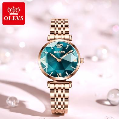 OLEVS luxurious stainless steel diamond shape watch waterproof for