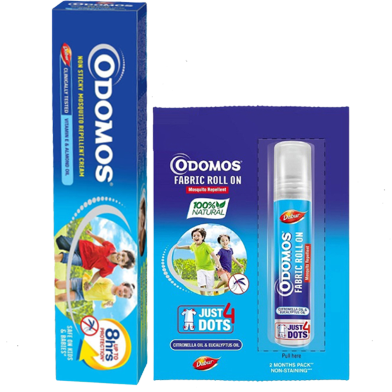 Odomos Cream And Fabric Roll-On Combo - Odomos Blue 100g Cream And Odomos Mosquito Repellent Fabric Roll-On 8ml image
