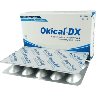 Okical-DX 600 mg 400 IU 10's Strip Tablet image