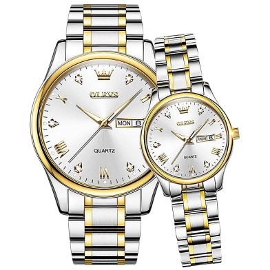Olevs Couple Waterproof Stainless Steel Watch image