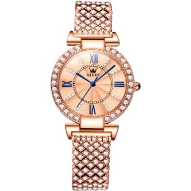 Olevs 9942 Stainless Steel Bracelet Quartz Watch for Women Fashion Waterproof Diamond Encrusted Luxury Wristwatch Women image