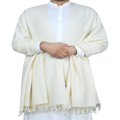 One Colour Woolen Shawl Or Chador For Men and Women - White image