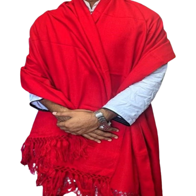 One Colour Woolen Shawl Or Chador For Men and Women - Red image
