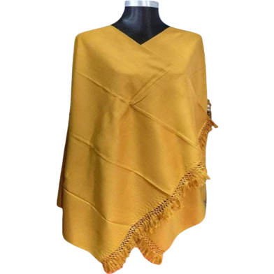 One Colour Woolen Shawl Or Chador For Girls and Women - Golden image