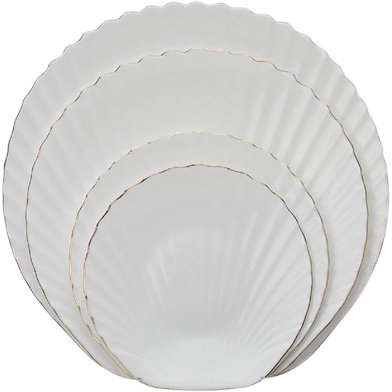 Opal Glass Plate Set 4 Pcs shallow Shape image