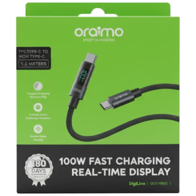 Oraimo 1.2M 5A Type-C to Type-C Data Cable OCD-175CC- Black image