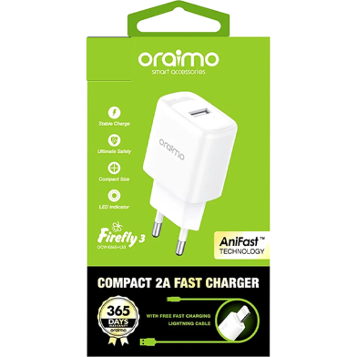 Oraimo OCW-E66S Plus C53 - 2A Firefly 3 Type-C Charger Black image