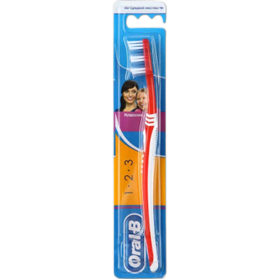 Oral-B 1 2 3 Classic 40 Medium - Maroon image