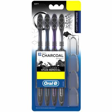 Oral B Cavity Defence 123 Black Toothbrush with charcoal extract- Medium (Pack of 4) image