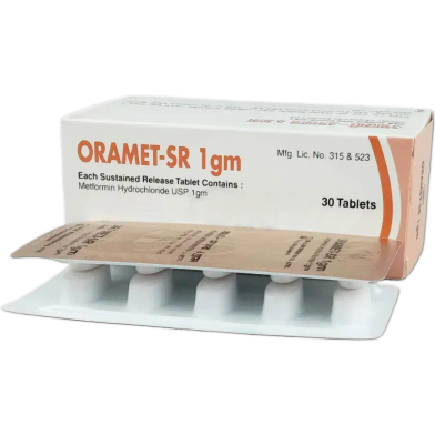 Oramet-Sr 1000 mg Tablet 5's Strip image
