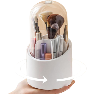 Organiser Of Make Up Brush With Lid 360-Degree Rotating Powder Proof Brush Organizer Make Up Brush Organizer For Dresser image
