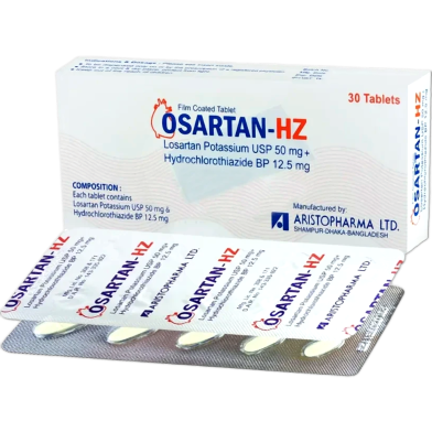 Osartan-HZ 50 mg, 12.5 mg Tablet 10's strip image