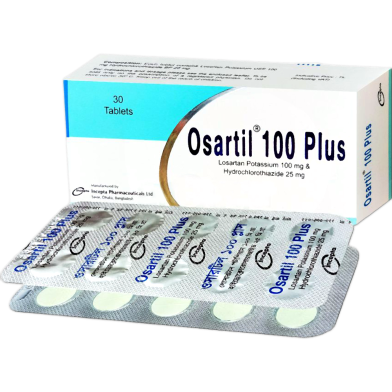 Osartil Plus 100 mg 25 mg Tablet 10's Strip image