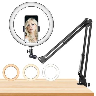Overhead Video Stand with 10 inch Ring Light and Phone Mount for Drawing, Cooking Video, Facebook, YouTube Live Streaming Slide 3