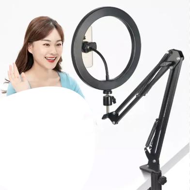 Overhead Video Stand with 10 inch Ring Light and Phone Mount for Drawing, Cooking Video, Facebook, YouTube Live Streaming Slide 4