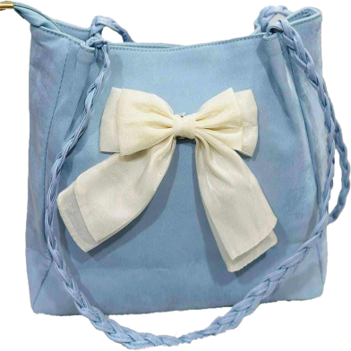 Oversized Bow Accent Faux Suede Shoulder Bag with Braided Straps image