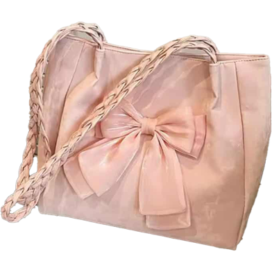 Oversized Bow Accent Faux Suede Shoulder Bag with Braided Straps image