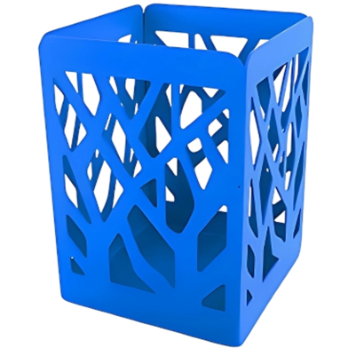 PH Metal PH Blue Intricate Cutout Square Pen Holder image
