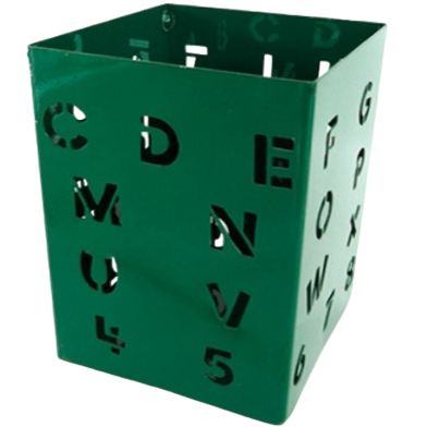 PH Metal PH Green Letter and Number Cutout Square Pen Holder image