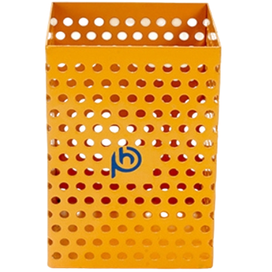 PH Metal Yellow-Orange Dotted Square Pen Holder image