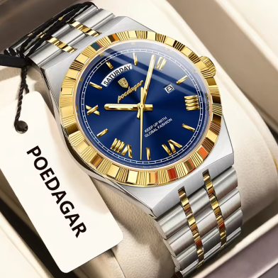 Poedagar 675 Men’s Quartz Watch | Stainless Steel | Imported Movement | Waterproof | Poedagar 675 Men’s Quartz Watch | Stainless Steel | Imported Movement | Waterproof | Gold Blue image