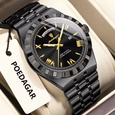 Poedagar 675 Men’s Quartz Watch | Stainless Steel | Imported Movement | Waterproof | Poedagar 675 Men’s Quartz Watch | Stainless Steel | Imported Movement | Waterproof | Black image