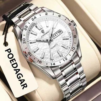 POEDAGAR 683 Watch for Man Elegant Date Week Waterproof Luminous Men Watch Quartz Stainless Steel Sports Men's Watches image