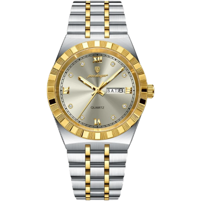 POEDAGAR 872 Luminous Stainless Watch- Silver Gold And Gray image